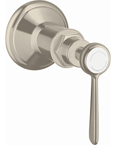 Axor Montreux hansgrohe match0 16872820 robinet d&#39;arrêt dissimulé, avec poignée à levier, nickel brossé