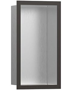 hansgrohe XtraStoris wall niche 56094340 30x15x10cm, with design frame, brushed stainless steel, brushed black chrome