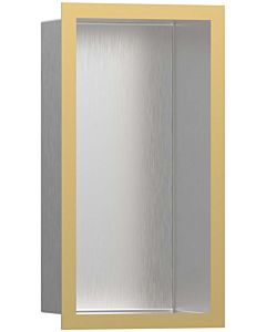 hansgrohe XtraStoris wall niche 56094990 30x15x10cm, with design frame, brushed stainless steel, polished gold optic