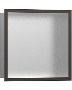 hansgrohe XtraStoris wall niche 56097340 30x30x10cm, with design frame, brushed stainless steel, brushed black chrome