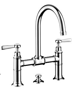 hansgrohe Axor Montreux washbasin 2-handle bridge fitting 16511820 projection 175mm, with pull-rod waste set, lever handles, brushed nickel