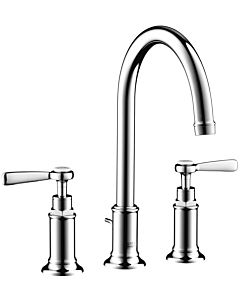 hansgrohe Axor Montreux 3-hole basin mixer 16514820 projection 175mm, with pull-rod waste set, lever handles, brushed nickel