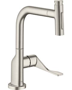 hansgrohe Select single-lever sink mixer 39863800 with pull-out spray, stainless steel look