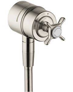 hansgrohe Axor Montreux shut-off valve 16882820 with backflow preventer, cross handle, brushed nickel