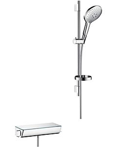 hansgrohe Brause Set Ecostat Select 150 27036400 weiss-chrom, Brausestange 0,65m, mit Thermostat