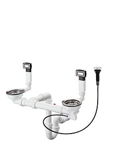 hansgrohe waste/overflow set 43932800 stainless steel, automatic, for 2 bowls