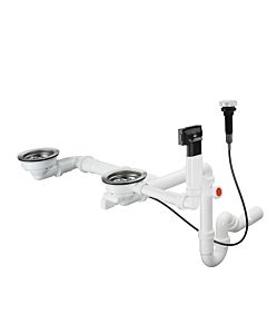 hansgrohe waste and overflow set 43938000 chrome, automatic, for double basin granite