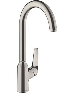 hansgrohe Focus M42 kitchen faucet 220 1jet 71802800 stainless steel look, swivel spout 360°
