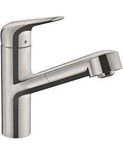 hansgrohe kitchen fitting 71814800 stainless steel look, swivel range 120°, with pull-out spout