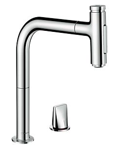hansgrohe Metris Select 2-hole kitchen mixer 73818000 chrome, 2jet, pull-out spray
