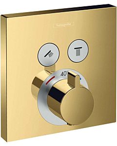 hansgrohe ShowerSelect set de montage final 15763990 thermostat à encastrer, pour 2 Verbraucher , optique or poli