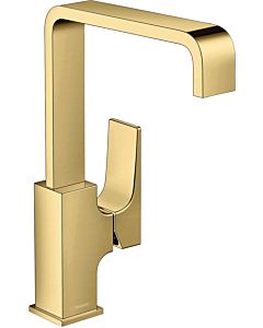 hansgrohe Metropol single lever basin mixer 32511990 projection 165 mm, with push-open waste set, polished gold optic
