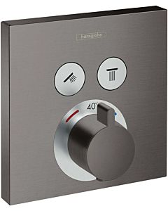 hansgrohe ShowerSelect kit d&#39;installation finale 15763340 thermostat encastré, pour 2 Verbraucher , noir brossé