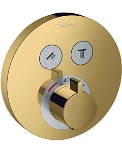 hansgrohe ShowerSelect S Fertigmontageset 15743990 UP-Thermostat, für 2 Verbraucher, polished gold optic