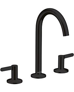 hansgrohe Axor One 3-hole basin mixer 48050670 projection 140mm, with push-open waste set, matt black
