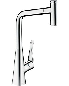 hansgrohe Metris single-lever sink mixer 14786000 with pull-out spray, 1jet, chrome