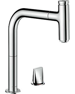 hansgrohe Metris 2-hole sink single-lever mixer 73825000 with pull-out spout, 1jet, sBox, chrome