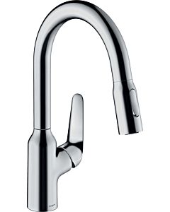 hansgrohe Focus single-lever sink mixer 71862000 with pull-out spray, 2jet, chrome
