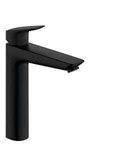 hansgrohe Logis single lever basin mixer 71091670 without waste fitting, without CoolStart, projection 166mm, matt black
