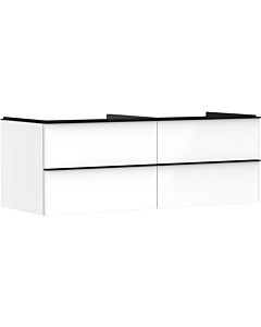 hansgrohe Xelu Q meuble sous-vasque 54086670 1360x485x550mm, 4 tiroirs, blanc brillant, noir mat