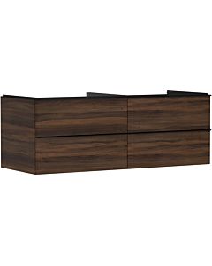 hansgrohe Xelu Q meuble sous-vasque 54089670 1360x485x550mm, 4 tiroirs, noyer foncé, noir mat