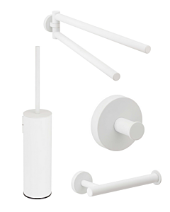 Herzbach Deep White Badaccessoires Set WC-Bürste, Papierrollenhalter, Handtuchhalter, Handtuchhaken