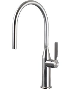 Herzbach Living single lever sink mixer 17.136200. 2000 .09 with swiveling spout, side handle, brushed stainless steel
