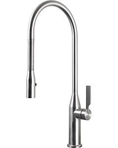 Herzbach Living single lever sink mixer 17.136300. 2000 .09 spiral spring spout, swivelling, brushed stainless steel