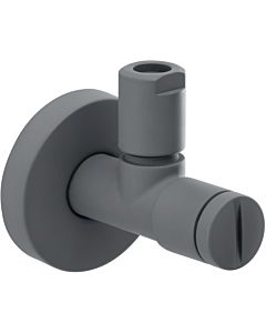 Herzbach Deep Gray design angle valve 23.954780. 2000 .06 with rosette d= 60mm, wall connection 2000 /2&quot;, gray matt