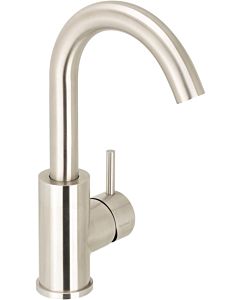 Herzbach Deep IX single lever basin mixer 28.133335. 2000 .09 brushed stainless steel, with Universal push drain valve, M size, 275 mm high