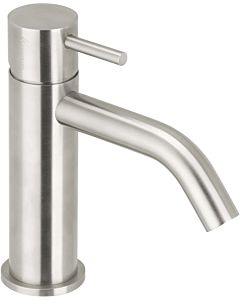 Herzbach Deep IX single lever basin mixer 28.203410. 2000 .09 brushed stainless steel, with Universal push drain valve, M size, 167mm high