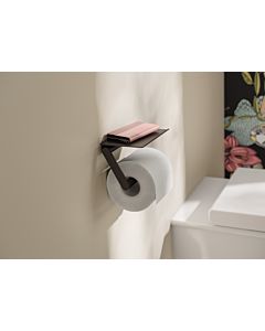 Hewi System 900 WC-Papierhalter 900.21.00460DC Edelstahl pulverbeschichtet schwarz tiefmatt, mit Ablage
