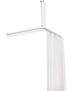 Hewi 801 tringle à rideaux 801.34.106299 1000 x 1000 mm, 20 anneaux de rideau, blanc pur, avec suspension au plafond et rideau de douche