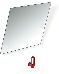 miroir inclinable Hewi 801.01.10033 600x540x6mm, avec Halter / poignée, rubinrot
