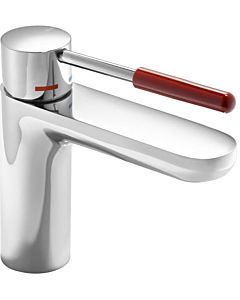 Hewi AQ basin mixer AQ1.12M1024033 chrome-plated, rubinrot handle, round, projection 159 mm