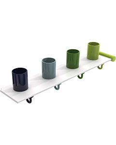 Hewi toothbrush tumbler rack 800.03.41074 4 places, apple green, with towel hook, extension set