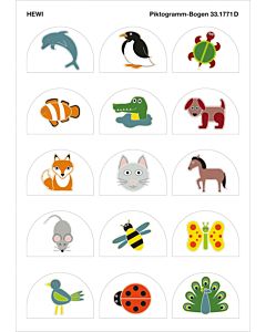 Hewi pictograms 33.1771D series animals, self-adhesive, multi-colored