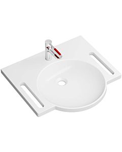 Hewi mineral cast washbasin set 950.19.00133 with washbasin fitting, rubinrot , with tap hole, without overflow, white