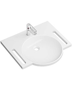Hewi set de lavabo en fonte minérale 950.19.002 avec mitigeur lavabo AQ1.12M10140, avec trou pour robinetterie, sans trop-plein, blanc