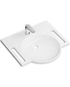Hewi set de lavabo en fonte minérale 950.19.006 avec électronique mitigeur lavabo AQ1.12S20040, avec trou pour robinetterie, sans trop-plein, blanc