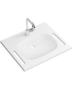 Hewi M40 lavabo en fonte minérale 950.19.04098 65x55cm, avec mitigeur lavabo AQ1.12M10640, blanc signal