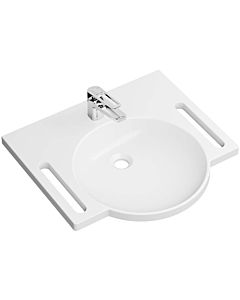 Hewi set de lavabo en fonte minérale 950.19.064 avec mitigeur lavabo AQ1.12M10340, avec trou pour robinetterie, sans trop-plein, blanc