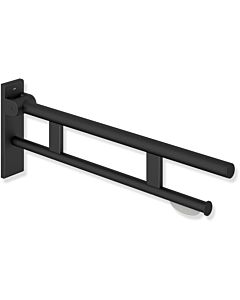 Hewi System 900 hinged support rail 900.50.16360DC projection 700 mm, stainless steel powder-coated black deep matt, WC paper holder