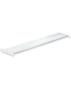 Hewi System 162 shelf 162.03.11560DX 600 x 122 mm, Halter stainless steel powder-coated in matt white, glass plate