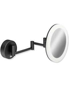 Hewi miroir cosmétique LED 950.01.26001 d= 200mm, 5x, beleuchtet , revêtement noir mat