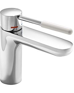 Hewi AQ basin mixer AQ1.12M1024099 chrome-plated, pure white handle, round, projection 159 mm