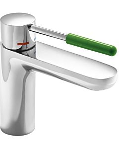 Hewi AQ basin mixer AQ1.12M1024072 chrome-plated, handle may green, round, projection 159 mm