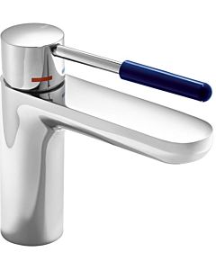 Hewi AQ basin mixer AQ1.12M1024050 chrome-plated, handle steel blue, round, projection 159 mm