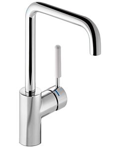 Hewi AQ basin mixer AQ1.12M1064098 handle signal white, round tube, projection 187mm, chrome-plated