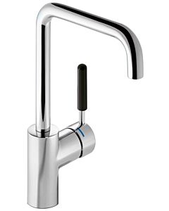 Hewi AQ basin mixer AQ1.12M1064090 jet black handle, round tube, projection 187mm, chrome-plated